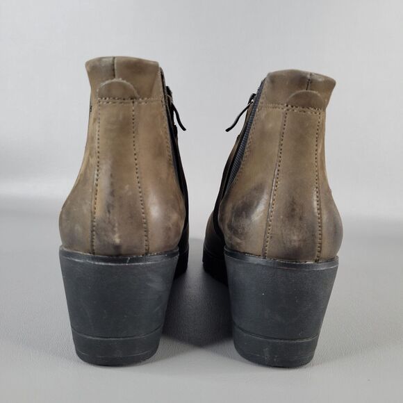 Bussola Womens Chelsea Ankle Boots Round Toe Leather Silk Nubuck Stone 40 / 9 US - Picture 8 of 11